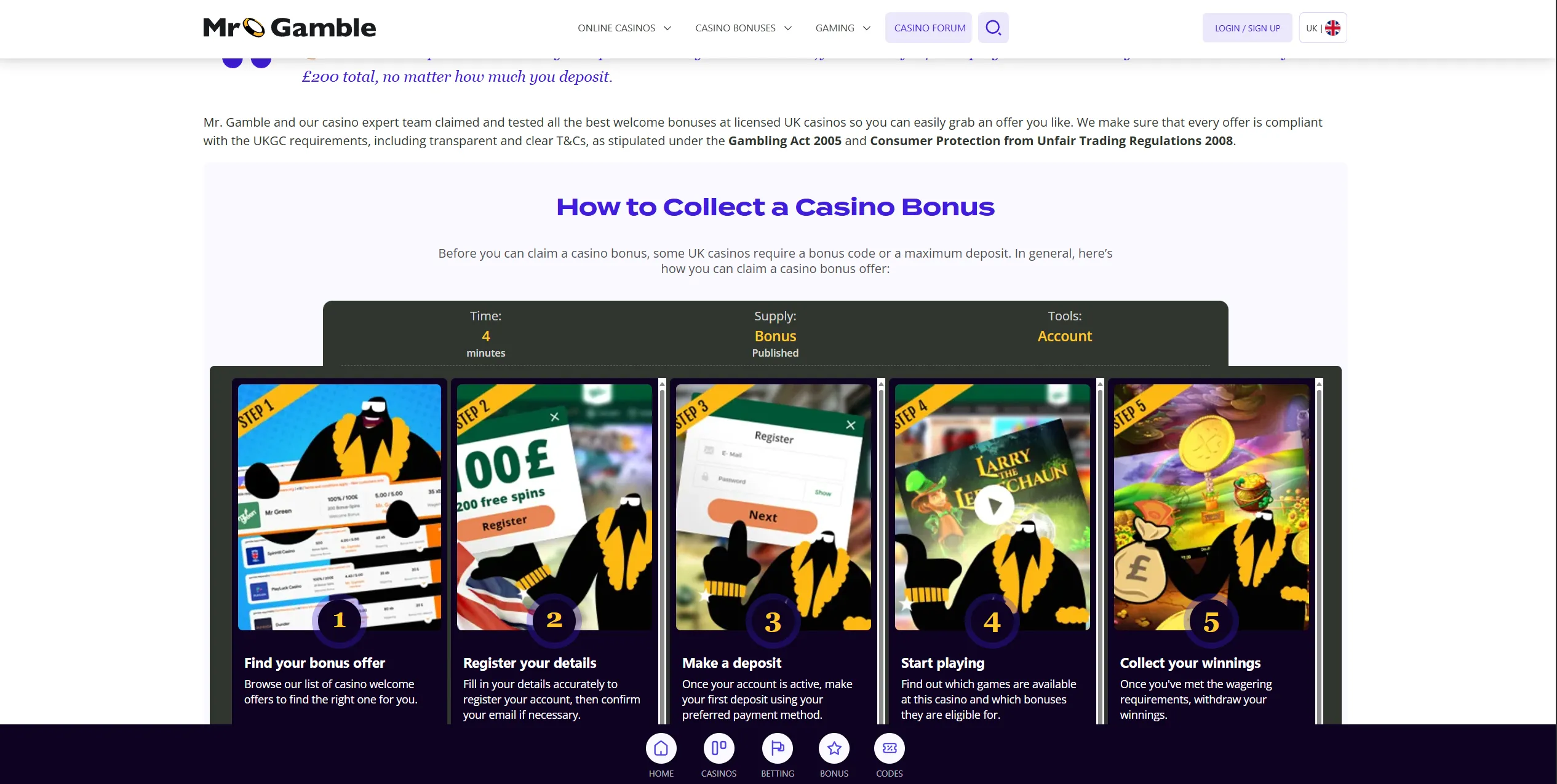 Screenshot of Mr-gamble.com - Best Casino Bonus & Offers: Top UK Casino Bonus Sites